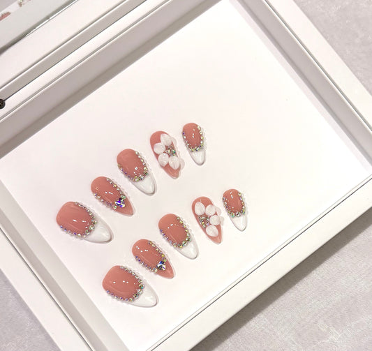 🤍歐美雕花閃鑽法式