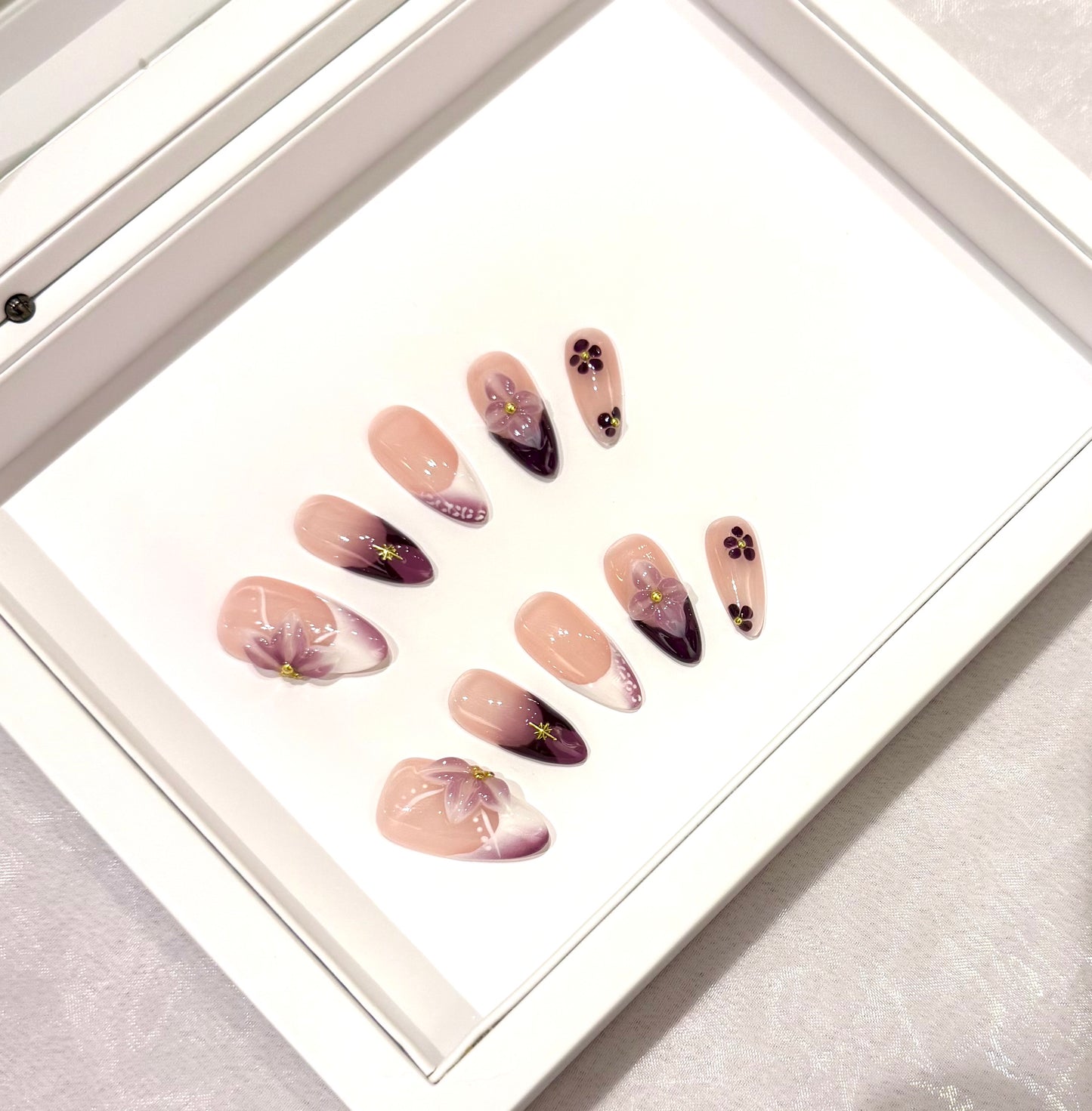 💜立體雕花粉紫法式