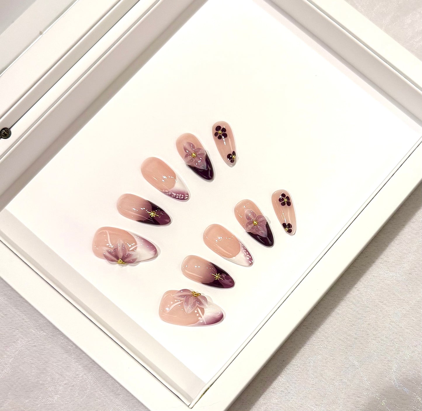 💜立體雕花粉紫法式