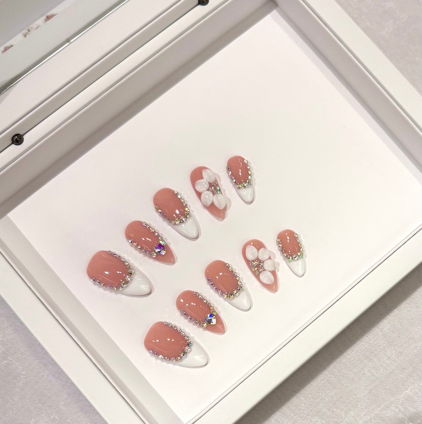 🤍歐美雕花閃鑽法式